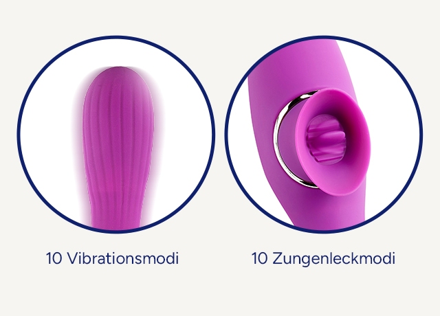 Vibrations- und Zungenleckmodi des Vibrator Lucky Lick